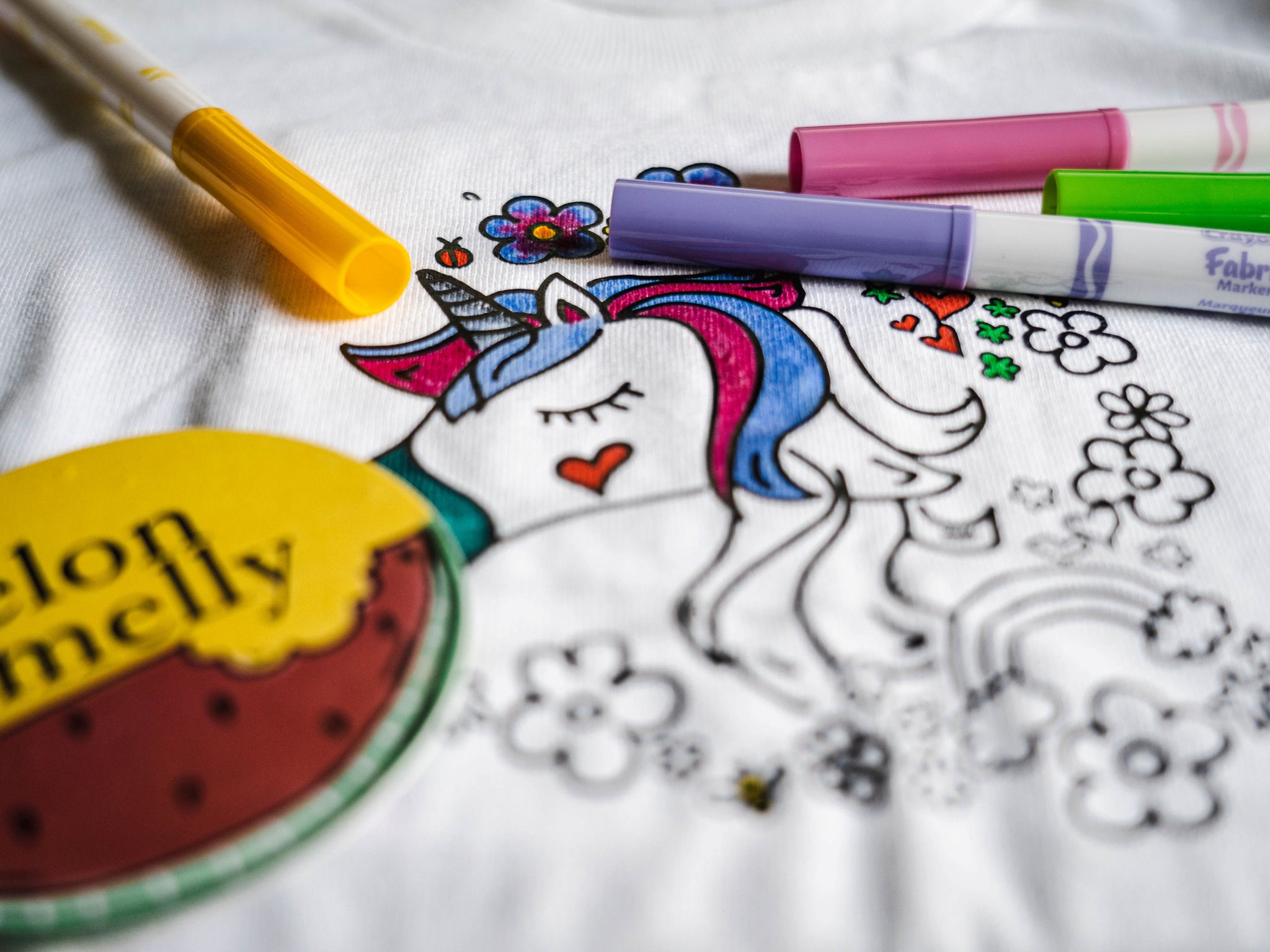 Kids T-shirts “Little Monster” with Textile Markers on